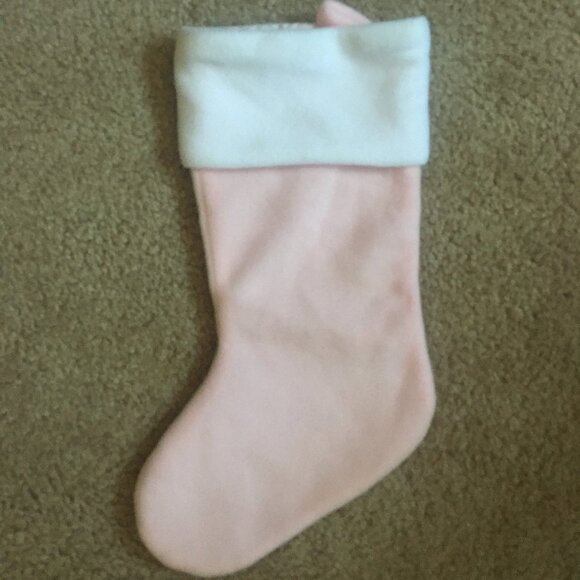New Baby's First Christmas Pink Embroidered Stocking - Picture 3 of 3